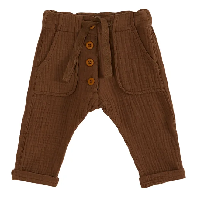 Cotton Muslin Trousers | Chocolate