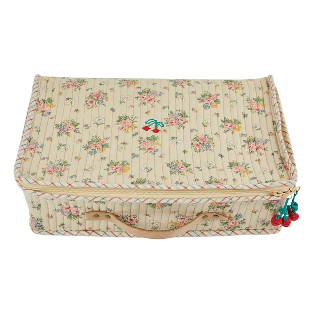 Floral cross stitch case | Beige
