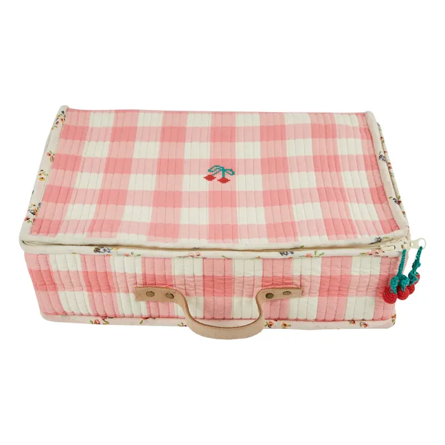 Vichy Cross Stitch Suitcase | Candy pink