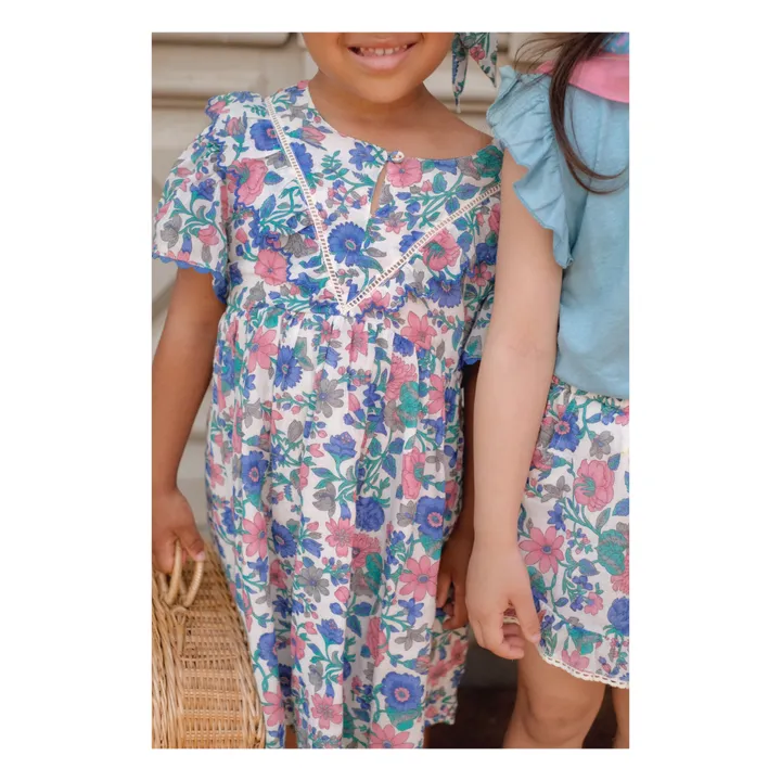 Robe Siloe Fleurie | Bleu- Image produit n°2