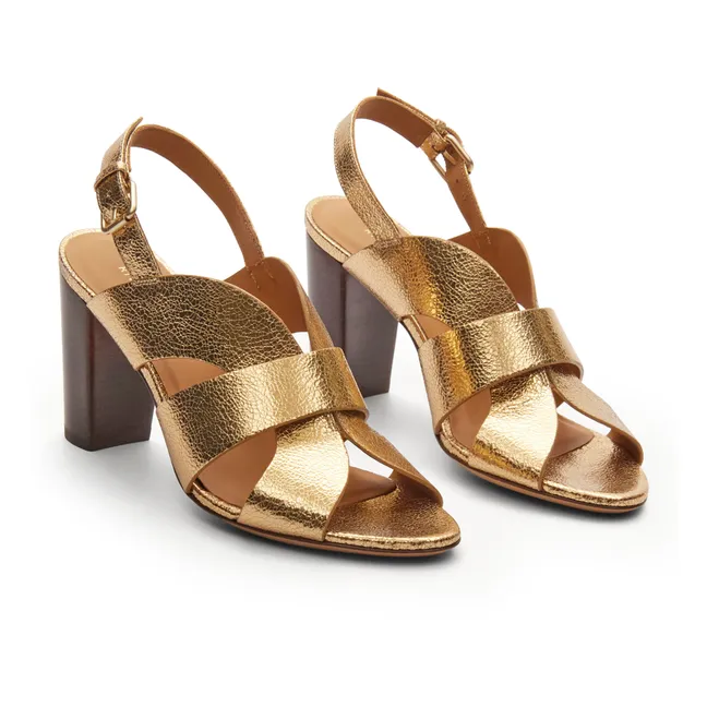 Craquelé Leather sandals n°55 | Gold