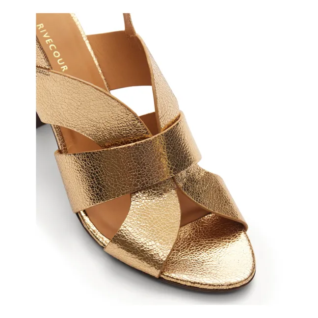 Craquelé Leather sandals n°55 | Gold