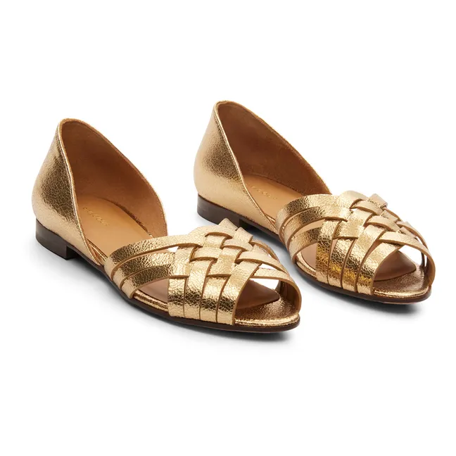 Craquelé Leather sandals n°64 | Gold