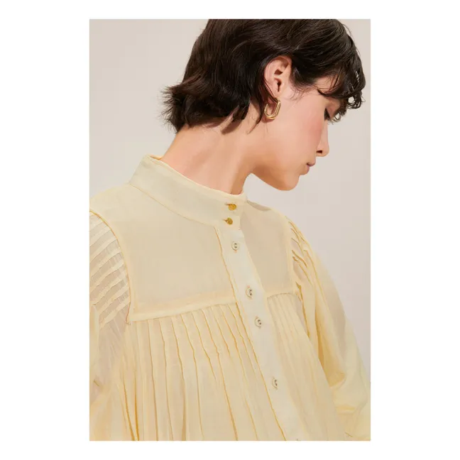 Split cotton and silk blouse | Yellow