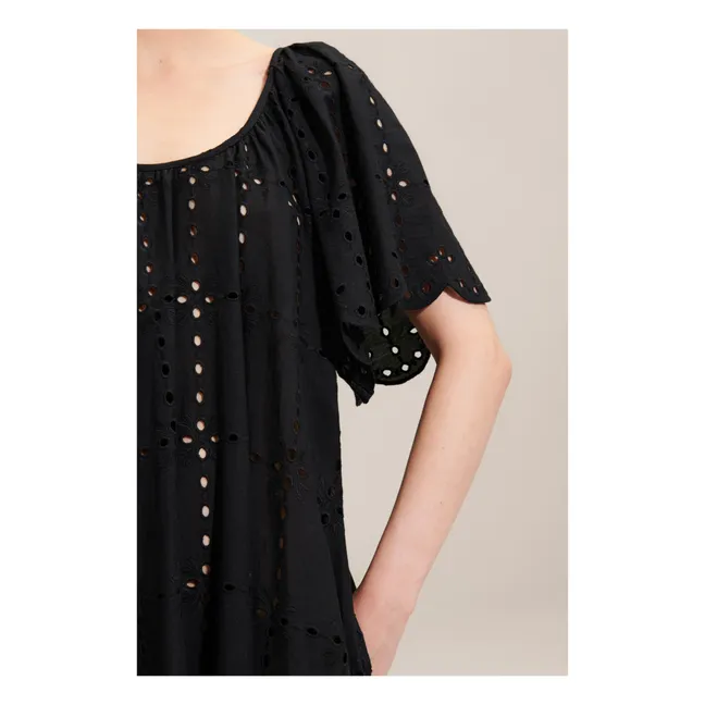 Penelope Embroidered Dress | Black