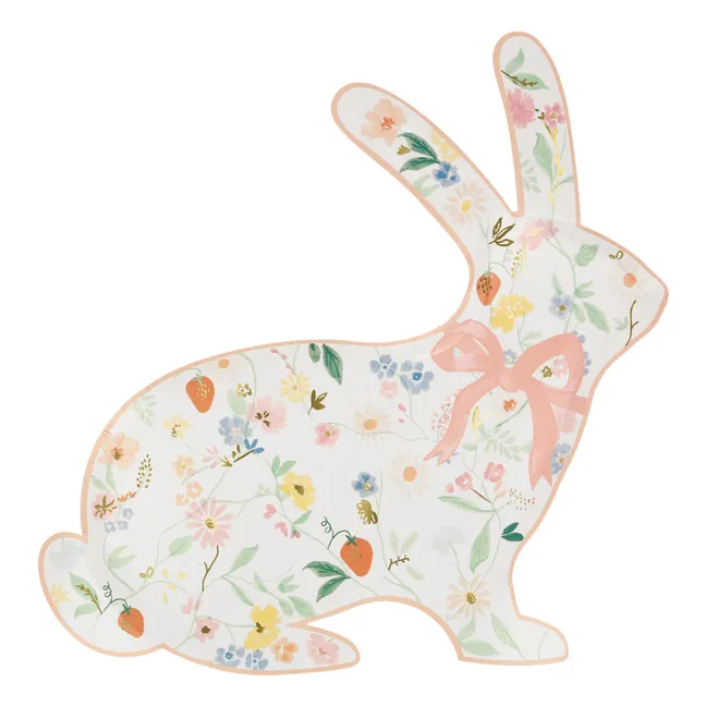 Spring floral bunny plates - Set of 8 | Pastel