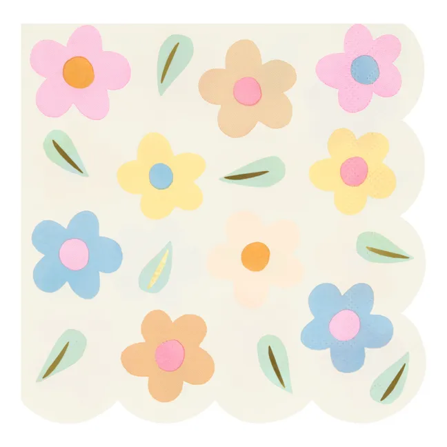 Große Servietten Happy Flowers  - Set aus 16 Stück | Pastell