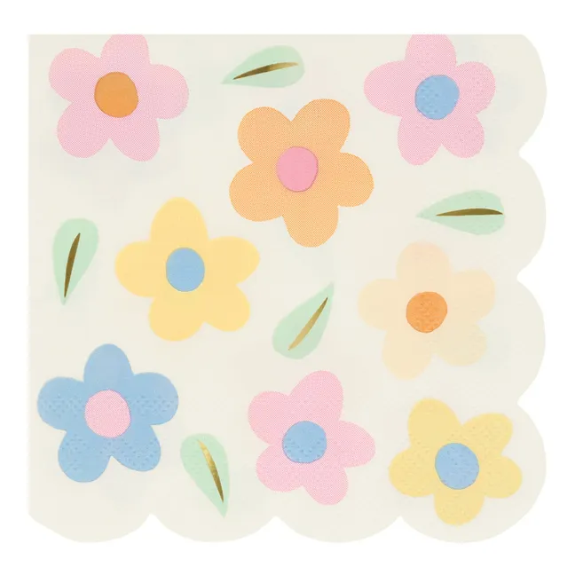 Tovaglioli piccoli Happy Flowers - Set di 16 | Pastello