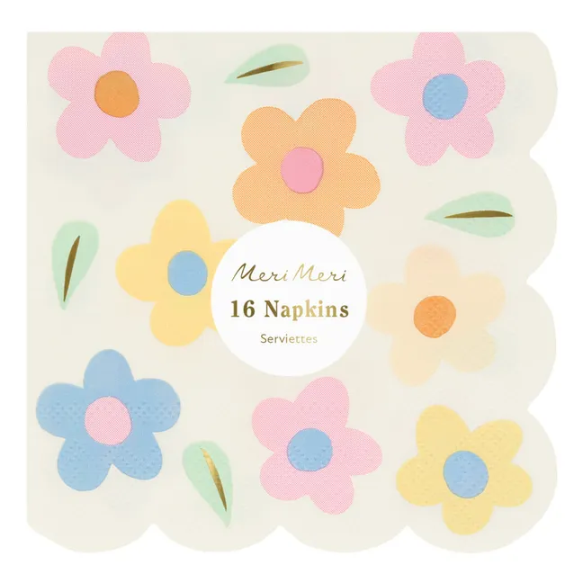 Petites serviettes Happy Flowers - Set de 16 | Pastel