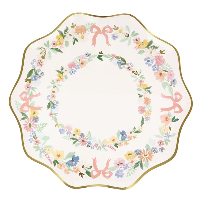 Elegant Floral plates - Set of 8 | Pastel