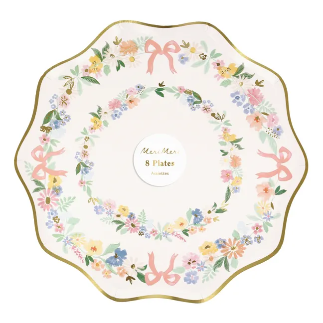 Teller Elegant Floral - 8er-Set | Pastell