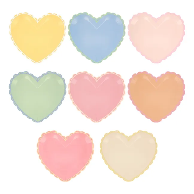 Large heart plates - Set of 8 | Pastel