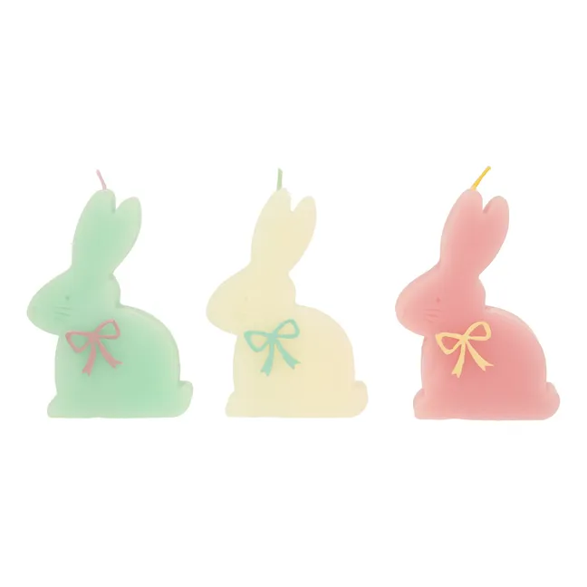 Candele a forma di coniglio - Set di 3 | Pastello