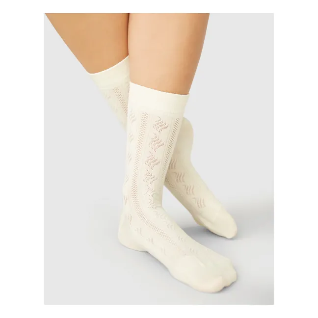 Socken Alva Kumiko Bio-Baumwolle | Elfenbeinfarben