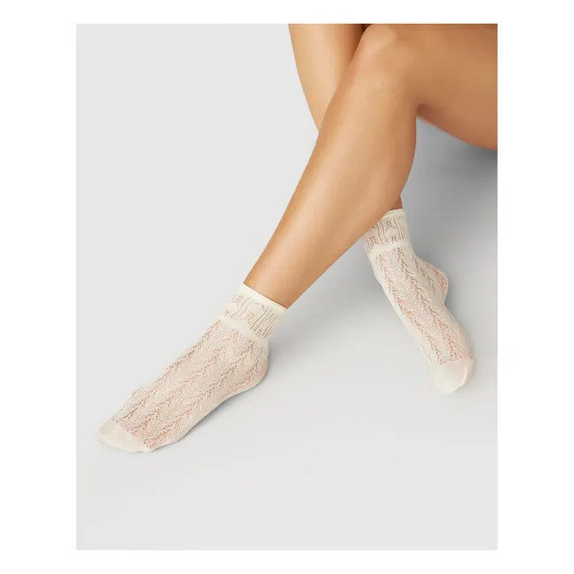 Erica Crochet Socks | Ivory