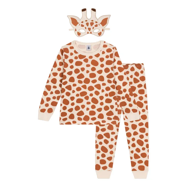 Pyjama- und Masken-Set Manege Giraffe | Beige