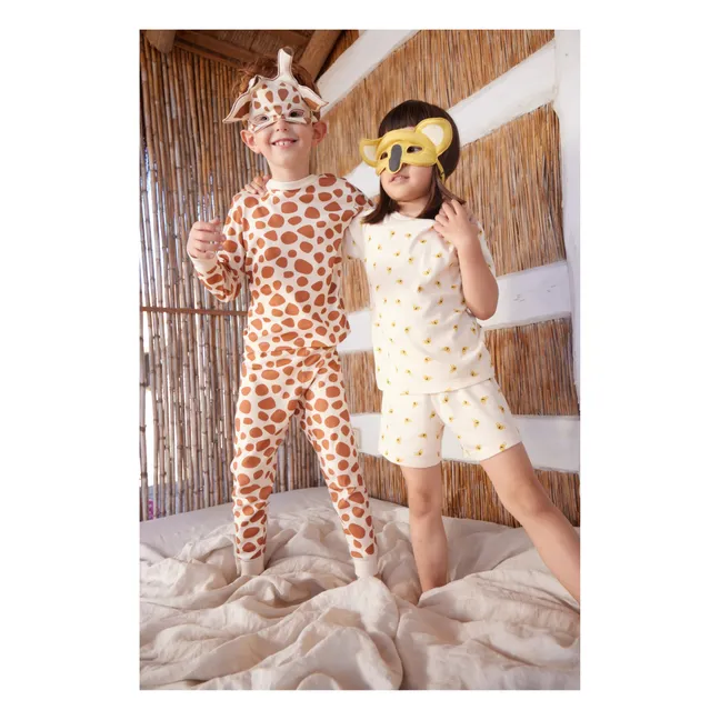 Pyjama- und Masken-Set Manege Giraffe | Beige