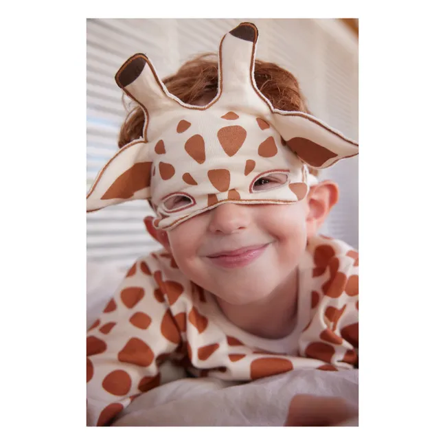 Conjunto de pijama y antifaz girafa | Beige