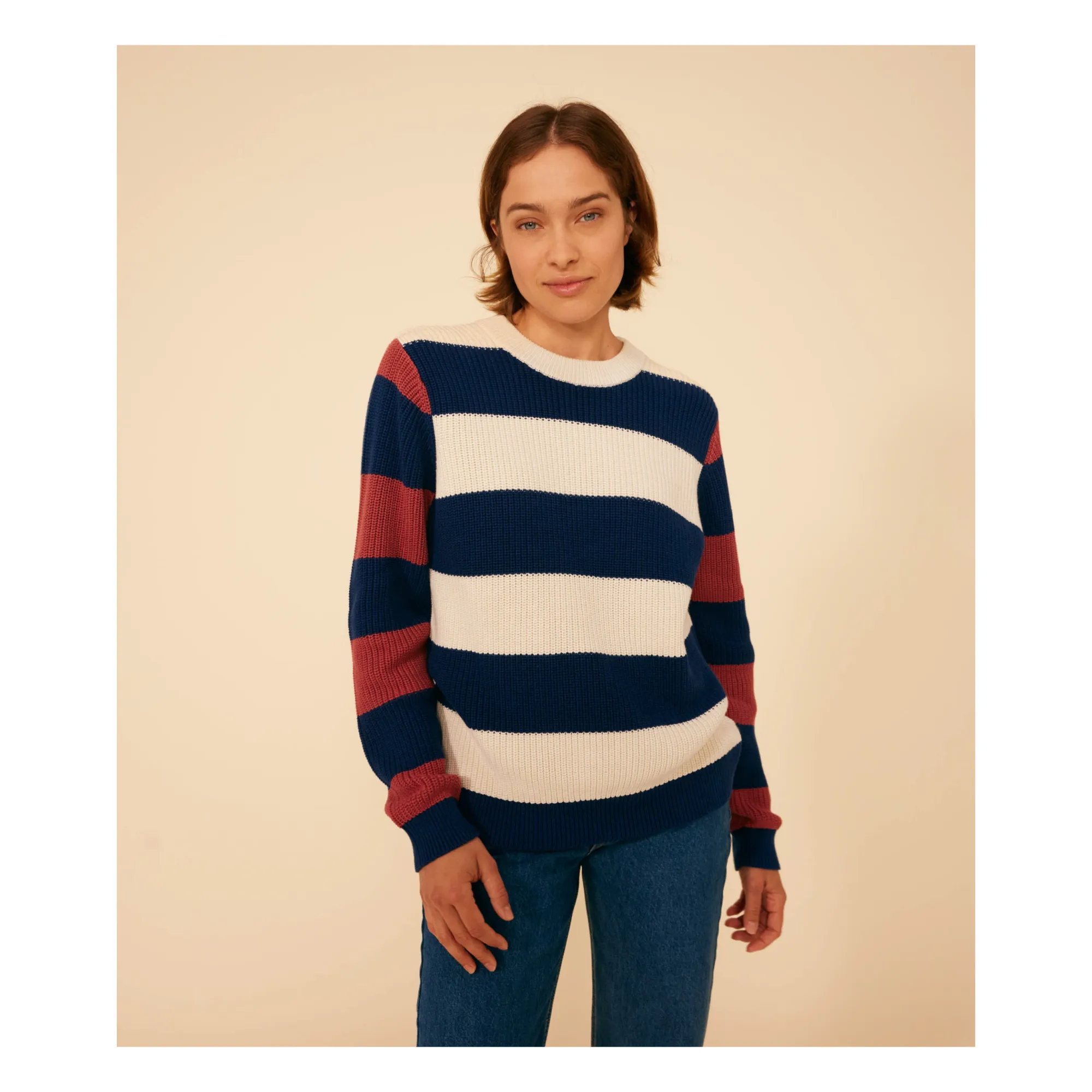 Petit Bateau Women's Ecru Madone Striped Sweater - Collection