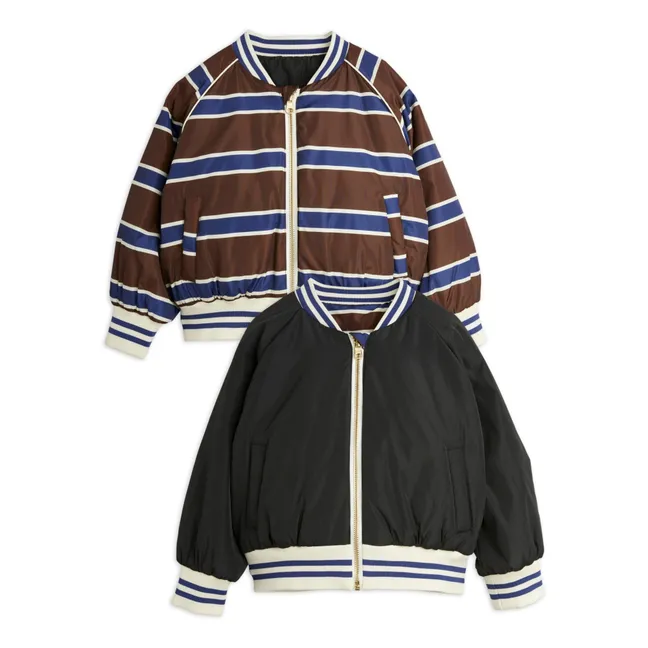 Reversible Bomber Stripe Recycled Material | Brown