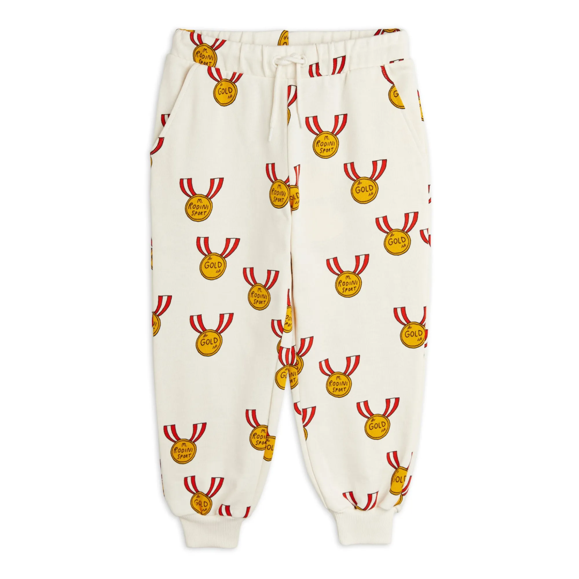Mini Rodini Ecru Organic Cotton Medal Jogger