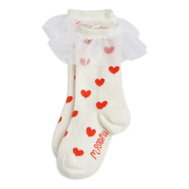 Organic Cotton Heart Socks | White