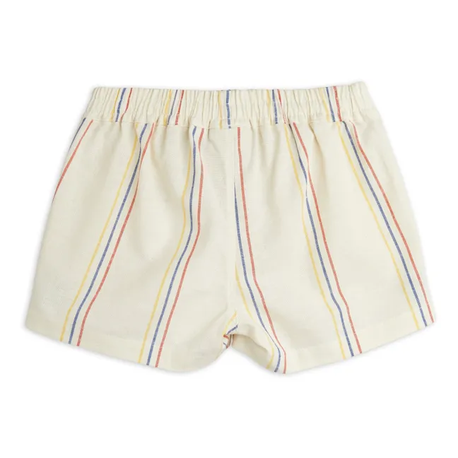 Organic cotton striped shorts | Ecru