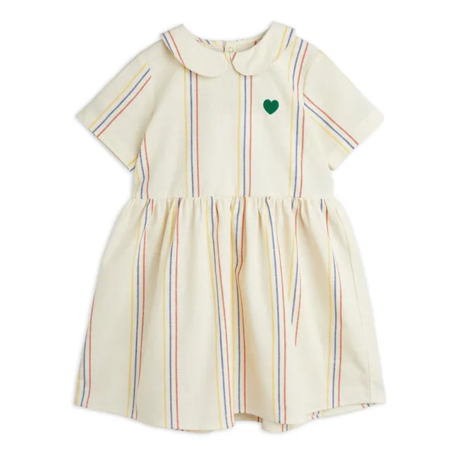 Organic cotton striped dress | Ecru