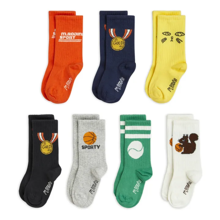 Lote de 7 calcetines deportivos de algodón ecológico | Rojo- Imagen del producto n°0