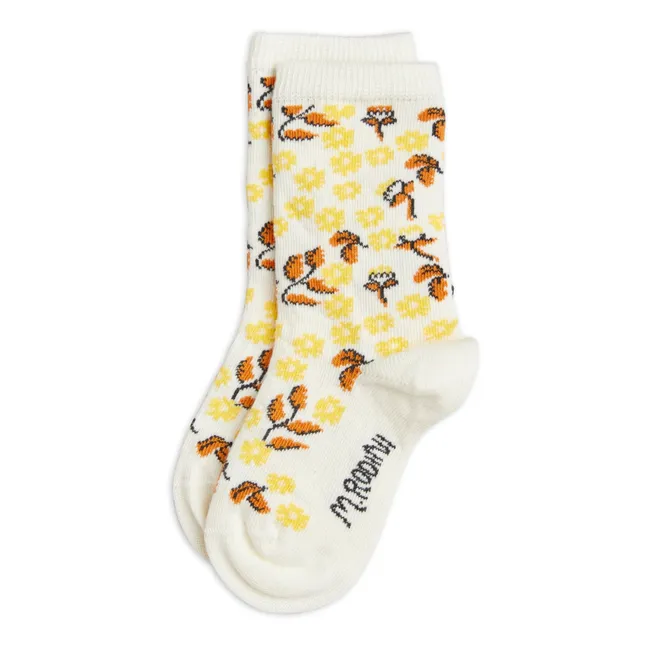Flower Organic Cotton Socks | Ecru