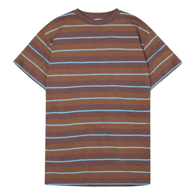 Oversize striped T-shirt dress | Terracotta