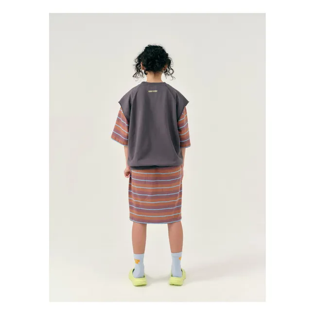 Oversize T-Shirt Kleid Gestreift | Terracotta