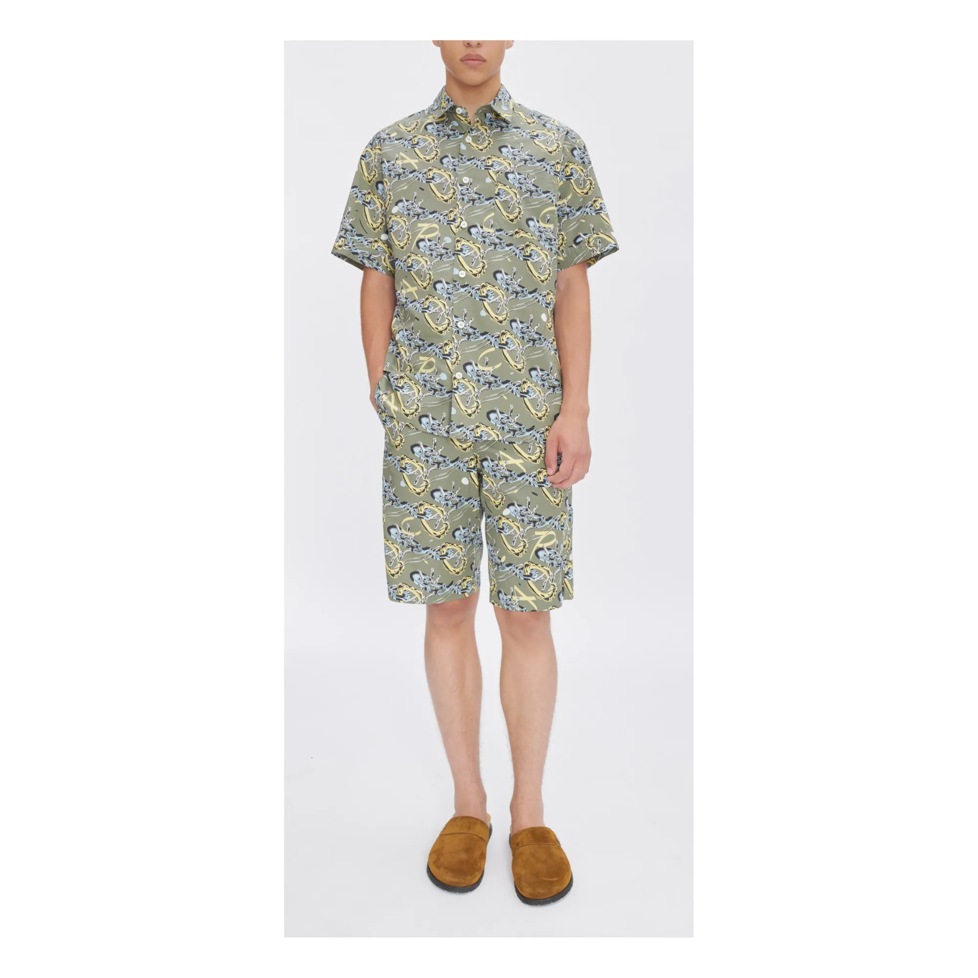 A.p.c. Khaki Vince Printed Shorts