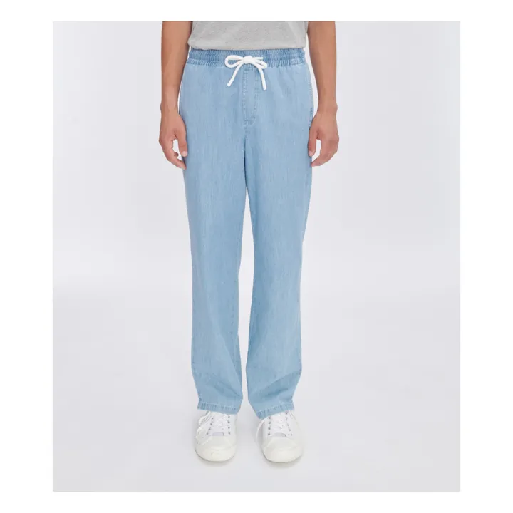 Pantalon Vincent Coton Bio | Denim clair- Image produit n°1