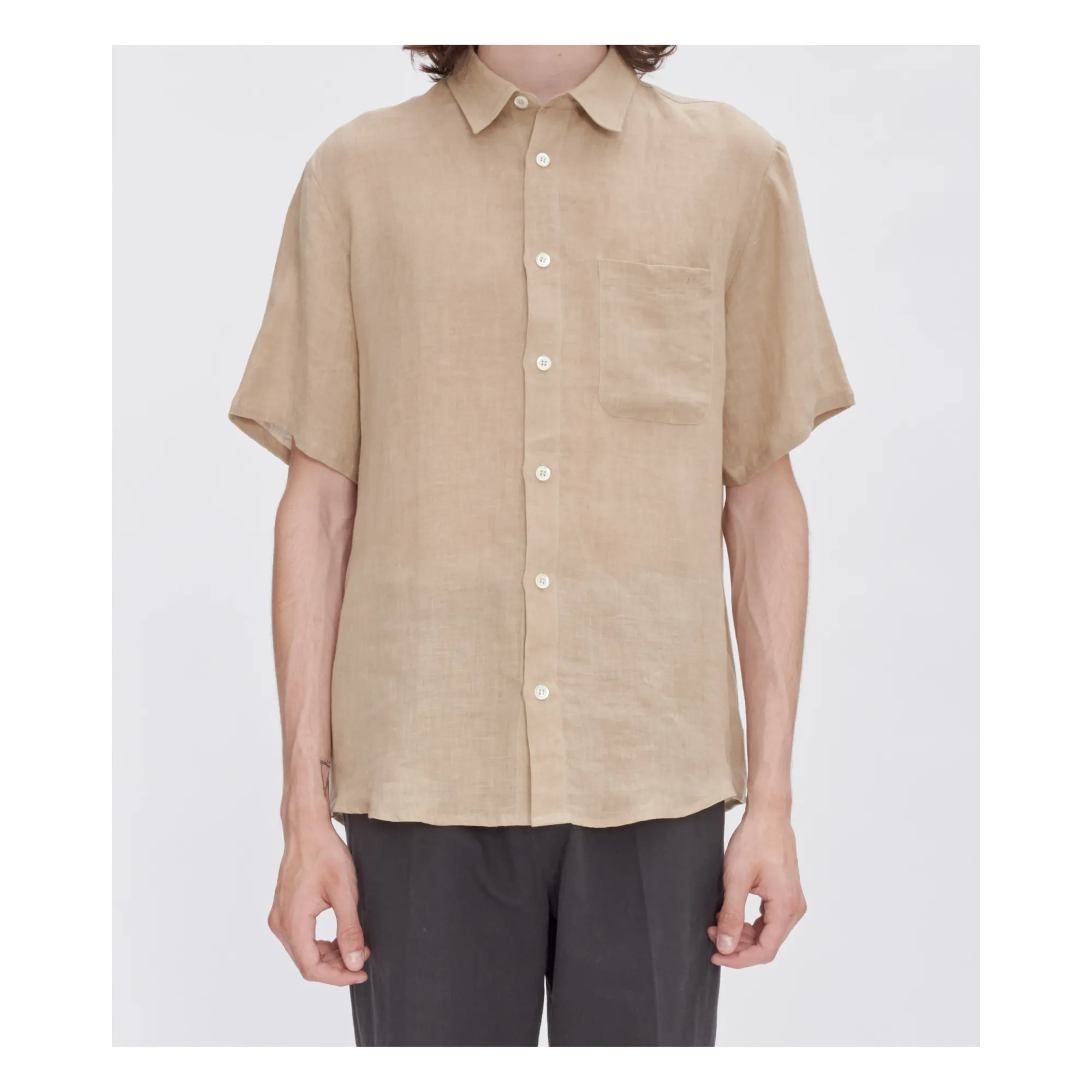 A.p.c. Beige Bellini Logo Linen Blouse