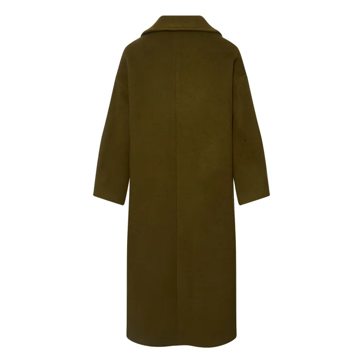 Manteau Long en Laine Recyclée | Vert kaki- Image produit n°2