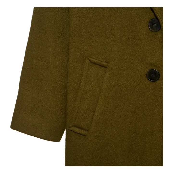 Manteau Long en Laine Recyclée | Vert kaki- Image produit n°3
