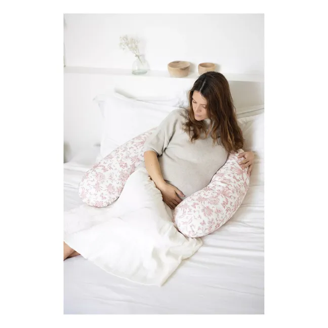 Coussin d'allaitement Toile de Jouy | Rose pêche