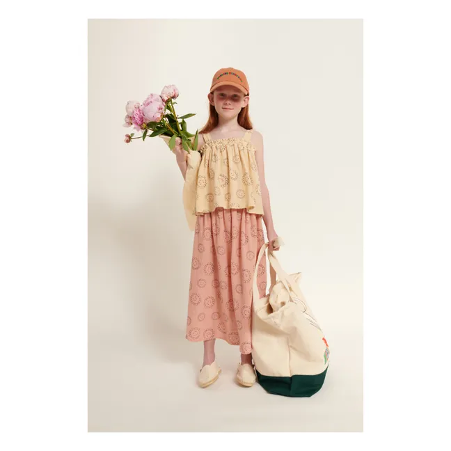 Falda de flores de algodón orgánico | Rosa Palo