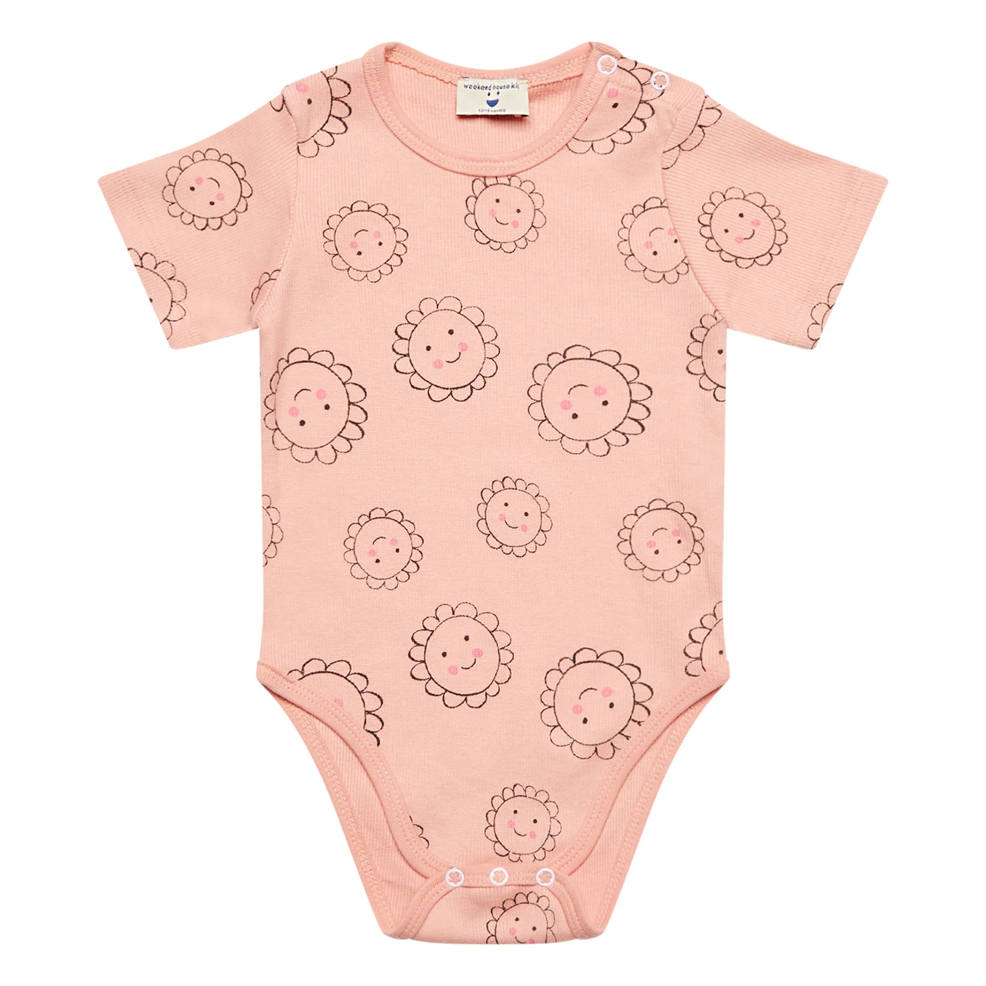 Weekend House Pale Pink Organic Cotton Flower Bodysuit