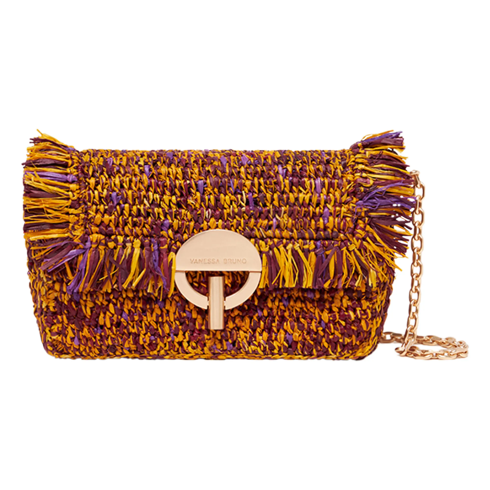 Vanessa Bruno Yellow Bag Nano Moon Raphia Chiné