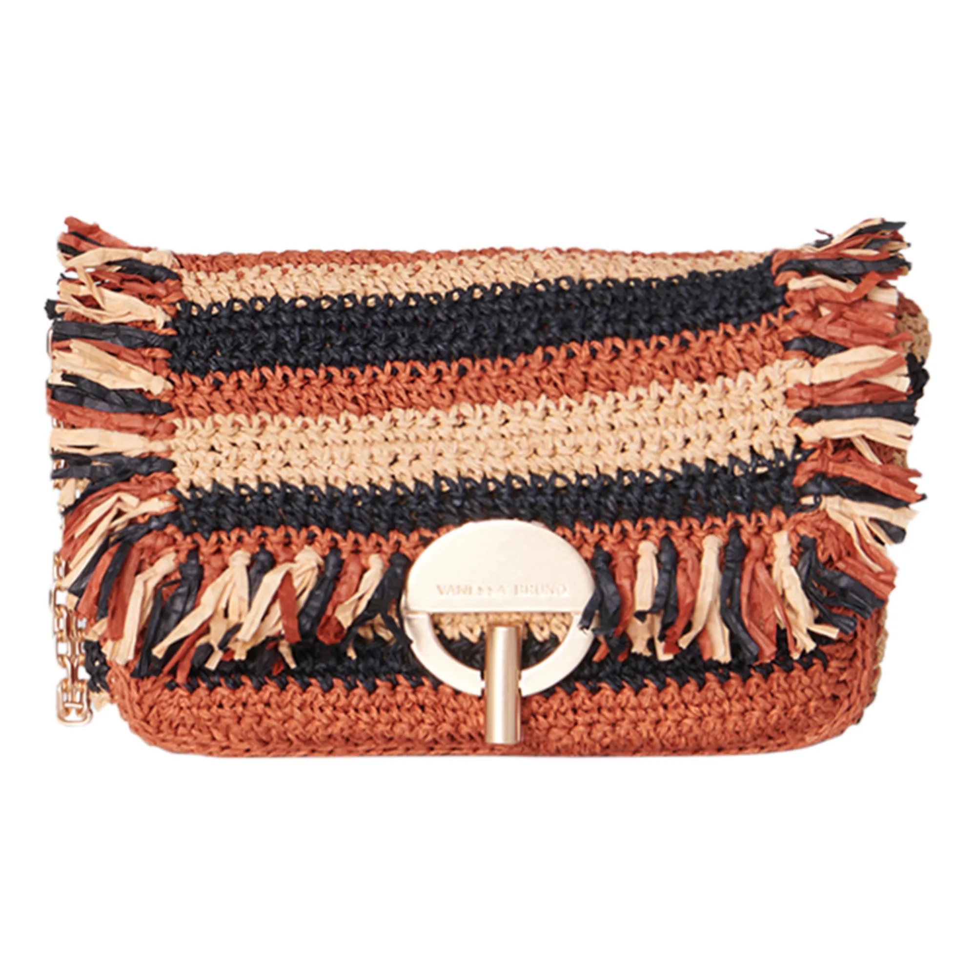 Vanessa Bruno Camel Moon Bag Stripes Raffia Paper