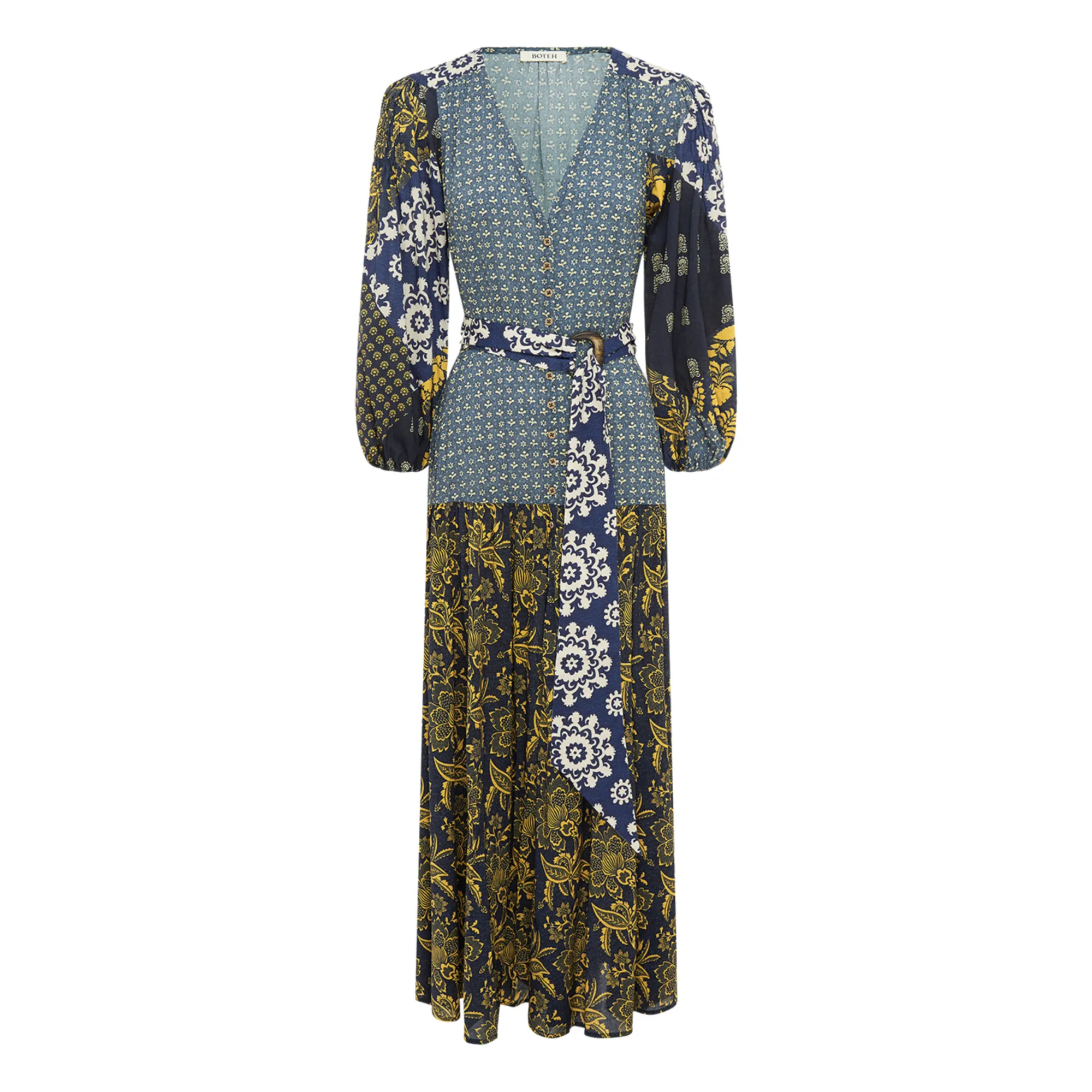 Boteh Dark Blue Florimonde Patchwork Maxi Dress
