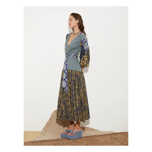 Florimonde Patchwork Maxi Dress | Dark Blue