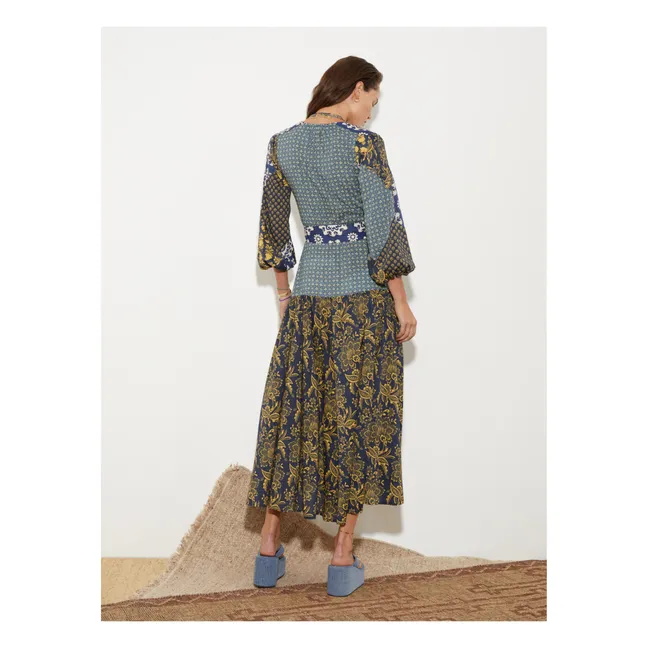 Florimonde Patchwork Maxi Dress | Dark Blue