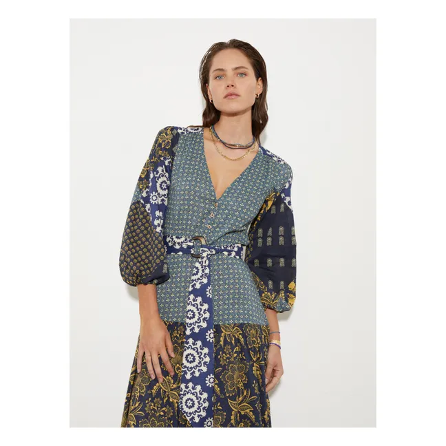 Florimonde Patchwork Maxi Dress | Dark Blue