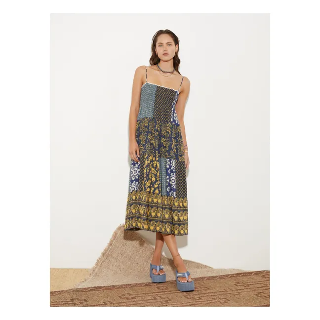 Florimonde Vestido patchwork | Azul oscuro