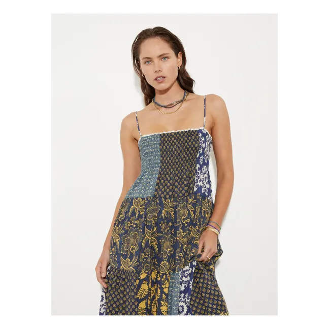 Florimonde Vestido patchwork | Azul oscuro