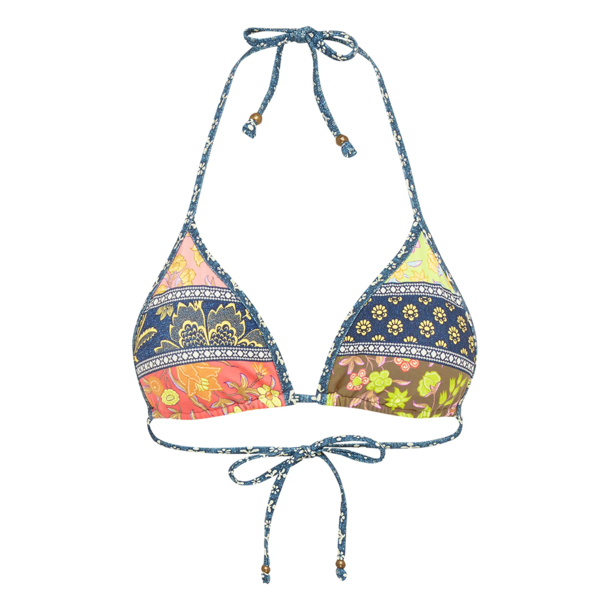 Boteh Yellow Florimonde Patchwork Swimsuit Top