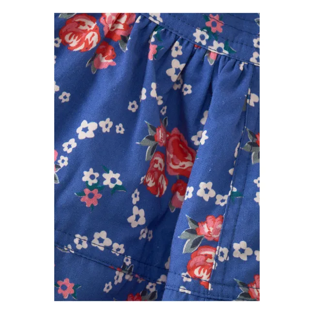 Cotton Poplin Floral Dungarees | Blue